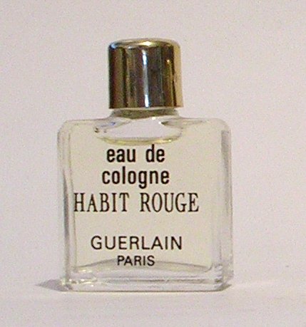 miniature Habit Rouge de Guerlain Bouchon doré 4 ml eau de cologne mod 1978 
