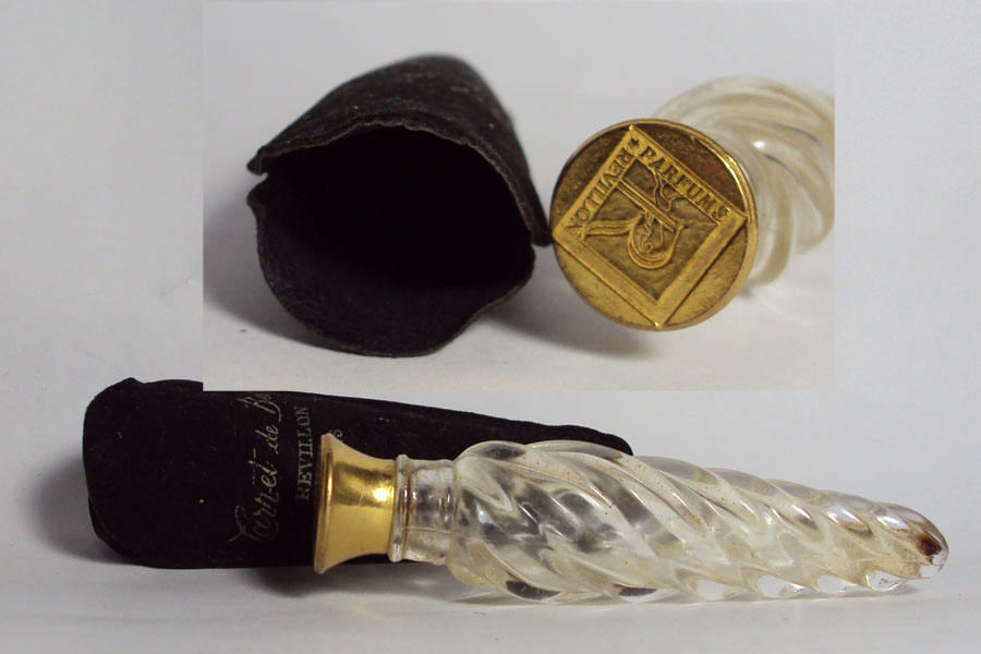 Flacon Carnet de bal de Revillon Flacon de sac longueur 9 cm bouchon métal siglé vide pochette velour 
