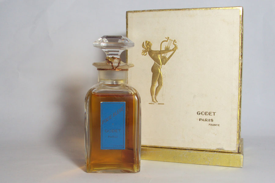 Flacon Folie Bleu de Godet Flacon du parfum en cristal de Baccarat scellé Hauteur 10.2 cm 