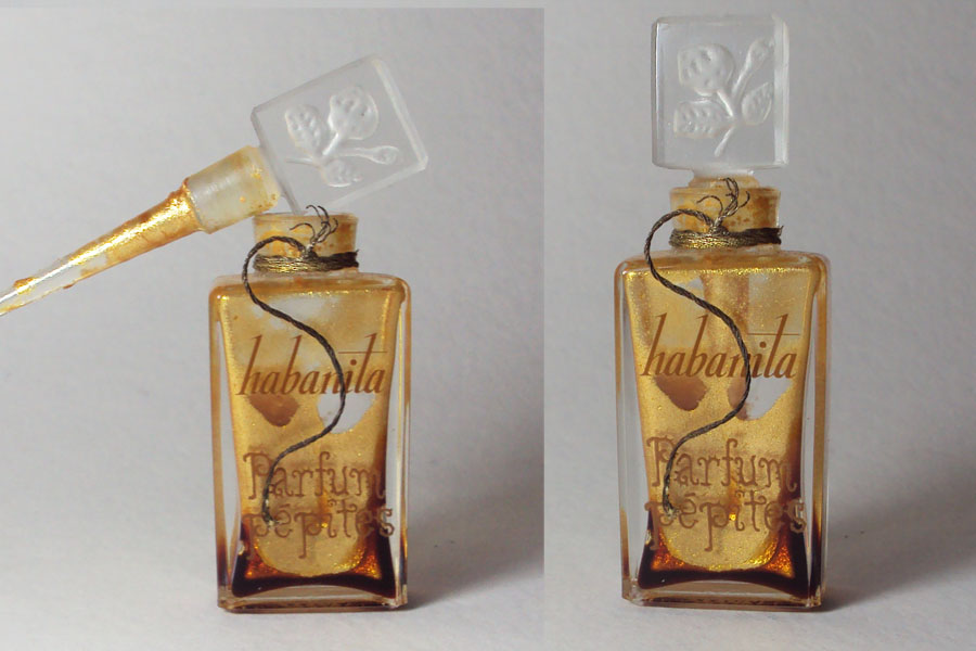 Miniature Habanita de Molinard Parfum pepite bouchon testeur en verre  